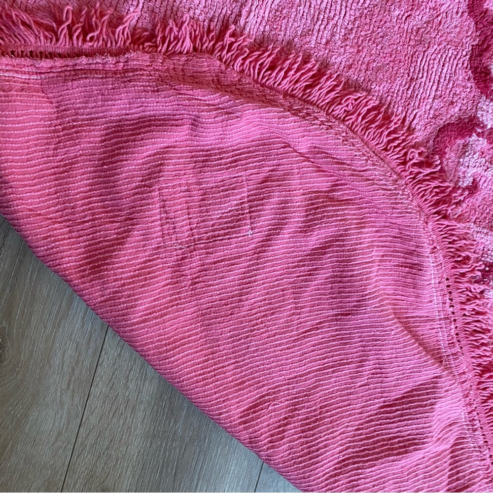 Vintage Chenille quilt coverlet blanket pink dusty rose Buddha face Shanghai - Picture 8 of 16